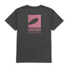 Back pink logo graphic on surfrider tee. 